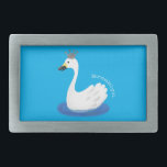 Cute white swan with crown cartoon belt buckle<br><div class="desc">This cute white swan with a crown will add some royal fun to your day! Drawn in cartoon illustration style.</div>