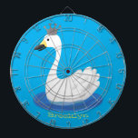 Cute white swan with crown cartoon dartboard<br><div class="desc">This cute white swan with a crown will add some royal fun to your day! Drawn in cartoon illustration style.</div>