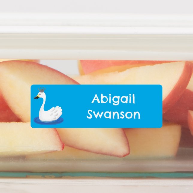 Cute white swan with crown cartoon personalised (Affixed)