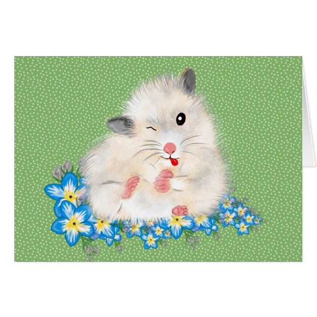 Cute white Syrian hamster accessories, green polka (Front Horizontal)