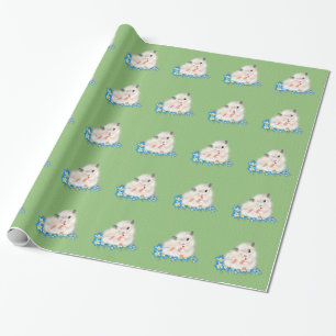 Cute white Syrian hamster accessories, green polka Wrapping Paper