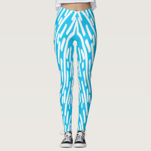 Cute white & teal classic "Ratti_Creative_Arts" Leggings
