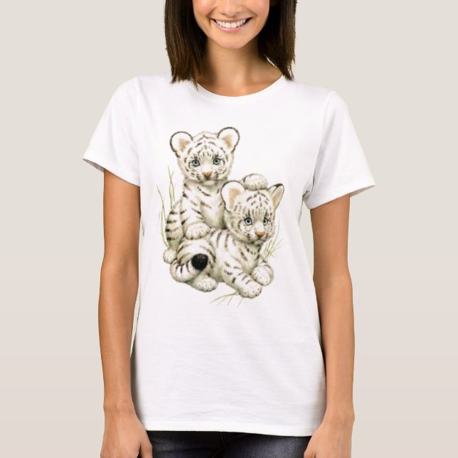 Cute White Tiger Cubs T-Shirt (Front)