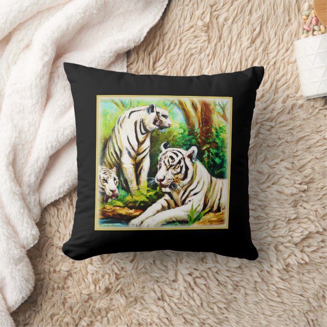 Cute White Tigers In The Jungle. Buy Now Cushion (Blanket)