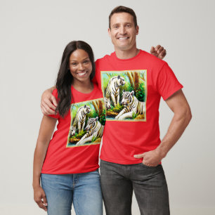 Cute White Tigers In The Jungle. Buy Now T-Shirt