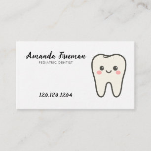 Cute White Tooth Pediatric Dentist Appointment Card