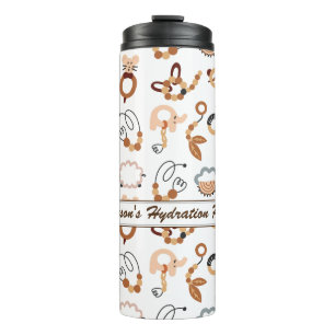 Cute White Toy Boho Pattern Illustration Name Thermal Tumbler