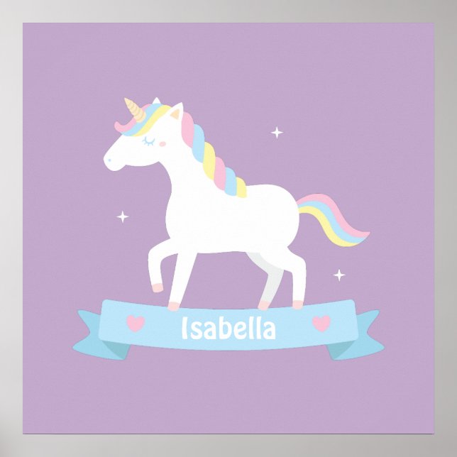 Cute White Unicorn Girls Room Wall Decor (Front)