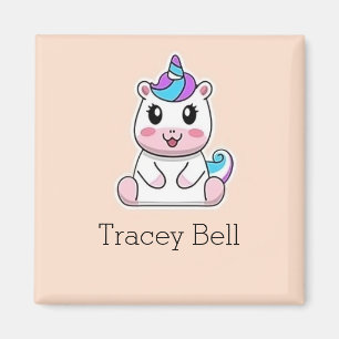 Cute white unicorn pink magnet