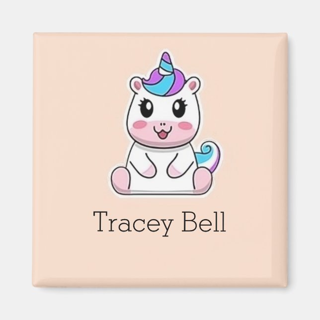 Cute white unicorn pink magnet (Front)