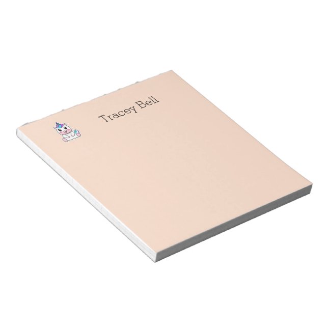 Cute white unicorn pink notepad (Angled)