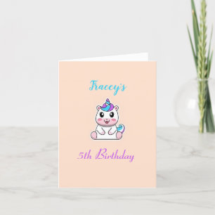 Cute white unicorn pink thank you card