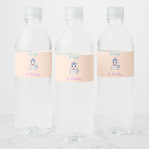 Cute white unicorn pink water bottle label
