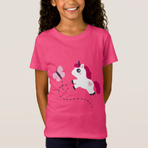 Cute White Unicorn with a Butterfly T-Shirt