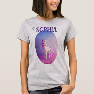 Cute White Unicorn With Pink & Blue Mane T-Shirt