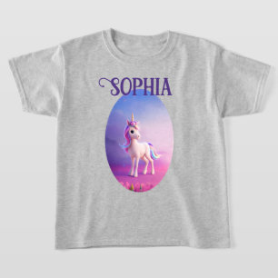 Cute White Unicorn With Pink & Blue Mane T-Shirt