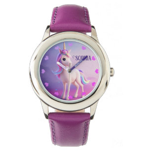 Cute White Unicorn With Pink & Blue Mane Watch