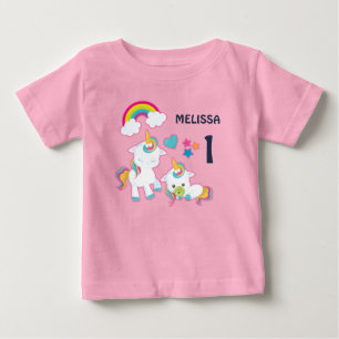 Cute White Unicorns Magical Mama & Baby Birthday T-Shirt