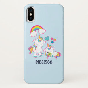Cute White Unicorns Magical Mama & Baby iPhone X Case