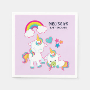 Cute White Unicorns Magical Mama & Baby Napkin