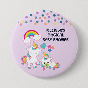 Cute White Unicorns Magical Mama & Baby / Shower 7.5 Cm Round Badge