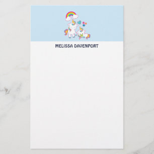 Cute White Unicorns Magical Mama & Baby Stationery