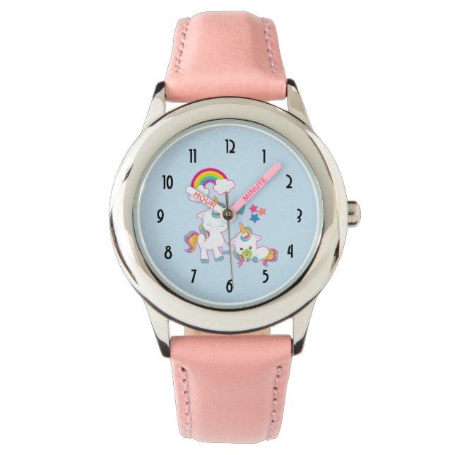 Cute White Unicorns Magical Mama & Baby Watch (Front)