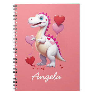 Cute white Valentine's day dinosaur Notebook