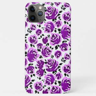 Cute white violet roses patterns iPhone 11 pro max case