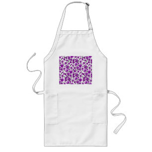Cute white violet roses patterns long apron