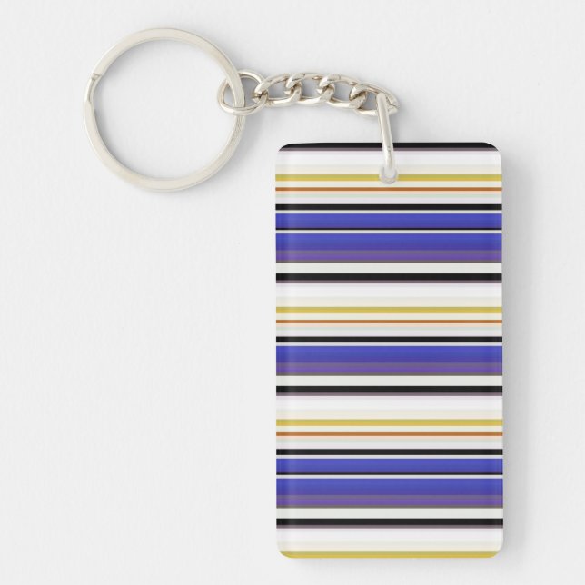Cute white violet stripes key ring (Front)