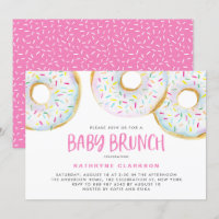 Cute White Watercolor Doughnuts Baby Shower Brunch