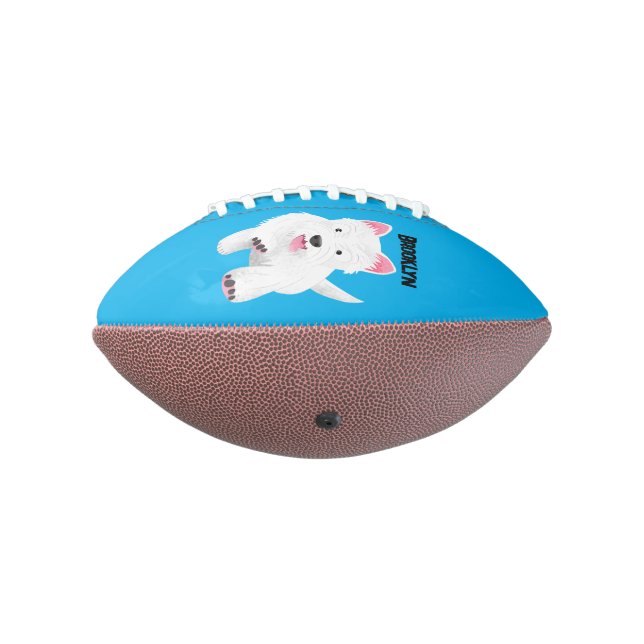 Cute white west highland terrier cartoon american football (Rotated 270)