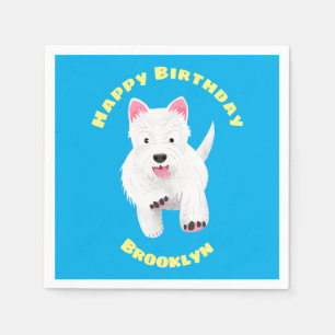 Cute white west highland terrier cartoon birthday napkin