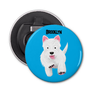Cute white west highland terrier cartoon bottle opener