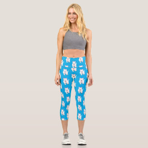 Cute white west highland terrier cartoon capri leggings