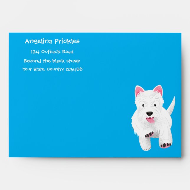 Cute white west highland terrier cartoon envelope (Front)