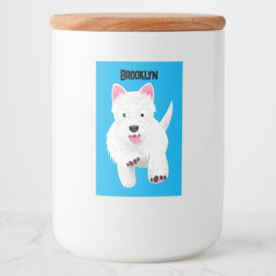 Cute white west highland terrier cartoon food label