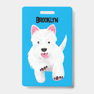 Cute white west highland terrier cartoon ID badge