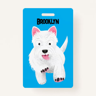 Cute white west highland terrier cartoon ID badge