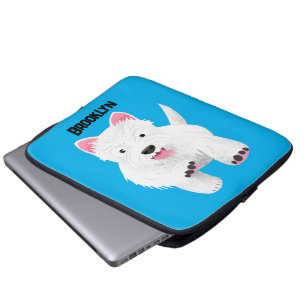 Cute white west highland terrier cartoon laptop sleeve
