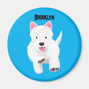 Cute white west highland terrier cartoon magnet