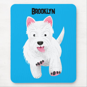 Cute white west highland terrier cartoon mouse mat