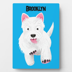 Cute white west highland terrier cartoon plaque