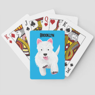 Cute white west highland terrier cartoon playing cards