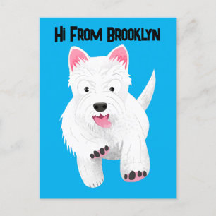 Cute white west highland terrier cartoon postcard