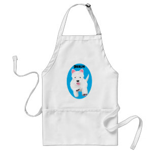 Cute white west highland terrier cartoon standard apron