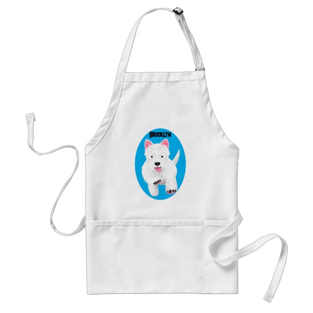Cute white west highland terrier cartoon standard apron (Front)