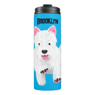 Cute white west highland terrier cartoon thermal tumbler