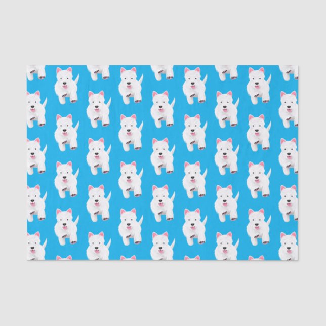 Cute white west highland terrier cartoon tissue paper (Front)